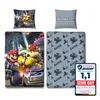 A collage of Super Mario themed bedding items and a product review badge. Produktbild-Vorschau