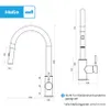Technical drawing of a kitchen faucet with dimensions and specifications. Produktbild-Vorschau