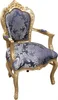 Casa Padrino Barock Esszimmer Stuhl Blau Muster / Gold mit Produktbild-Vorschau 2