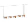 A white over-the-door hook rack with five wooden knobs. Náhľad obrázku produktu