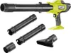 A cordless leaf blower with multiple attachments, presented on a white background. Produktbild-Vorschau