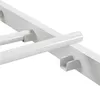 A close-up view of a white metal bed frame, showing the connection points and support structure. Podgląd zdjęcia produktu