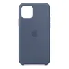 A dark blue iPhone case with the Apple logo embossed on it, shown against a white background. Produktbild-Vorschau