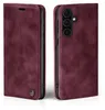 A product shot of a burgundy flip phone case for a Samsung Galaxy A36 5G, shown from two angles. Produktbild-Vorschau