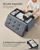 A person organizing items inside a storage ottoman. Produktbild-Vorschau