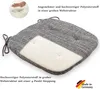 A close-up view of a gray seat cushion with a cutaway showing the inner padding, set against a white background. Text overlays describe the material and construction. Podgląd zdjęcia produktu