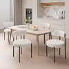 Esszimmerstühle 4er Set,Teddy Stoff Runde Boucle Produktbild-Vorschau 1