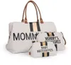 Mommy Bag Gross Canvas Offwhite Stripes Black/Gold Produktbild-Vorschau 13