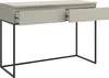 A modern beige desk with two drawers and a black metal frame, shown against a white background. Anteprima dell’immagine prodotto