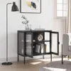 vidaXL Sideboard Schwarz 70x35x70 cm Glas und Stahl Produktbild-Vorschau 3
