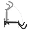 A black bicycle wall mount is shown against a white background. A dashed arrow indicates movement or adjustment. Produktbild-Vorschau