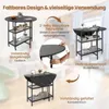 A collage of images showing a foldable table in different configurations and stages of folding, with text overlays explaining its features and uses. Anteprima dell’immagine prodotto