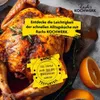 A roasted chicken with oranges and herbs, with marketing text overlays. Produktbild-Vorschau