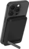 A black iPhone with a black battery pack attached to the back, shown at an angle with a kickstand extended. Voir les images du produit