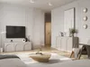 A modern living room featuring a TV, sideboard, and coffee table. Produktbild-Vorschau