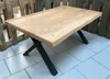 Couchtisch Baumkante Wildeiche Massiv geölt 110x70cm Metall Produktbild-Vorschau 1