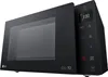 A black LG microwave oven is shown from a three-quarter angle against a white background. Produktbild-Vorschau