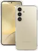 A clear protective case is shown on a gold Samsung Galaxy S24 smartphone. The phone is shown from the back and the front. Produktbild-Vorschau
