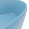 A close-up view of the edge of a light blue ceramic basin. Produktbild-Vorschau