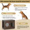 An instructional graphic showing how to measure a dog for a crate, with illustrations of a dog and a dog crate. Náhled obrázku produktu