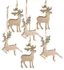 6 Hirsch Rentier Holz Anhänger Weihnachten natur gold 7 cm Produktbild-Vorschau 1