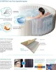 A woman is relaxing in a Pure Spa Whirlpool, with diagrams explaining its features. Produktbild-Vorschau