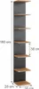 A tall, narrow shelving unit with six shelves, shown against a plain white background with dimensions indicated. Anteprima dell’immagine prodotto