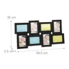 A black collage photo frame with multiple picture slots, displayed against a white background with measurement indicators. Náhľad obrázku produktu