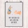Mr. & Mrs. Panda Bild Hasen Muschel DIN A5 - Grau Pastell - Produktbild-Vorschau 2