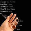 A hand holding several glass objects with size labels. Produktbild-Vorschau
