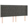 vidaXL Kopfteil mit Ohren Dunkelgrau 203x16x118/128 cm Samt Produktbild-Vorschau 1