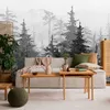 Muralo Selbstklebende Fototapete Schwarz-Weiß WALD Bäume Produktbild-Vorschau 4