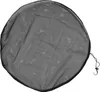 A round, gray mesh cover with a drawstring closure. Produktbild-Vorschau
