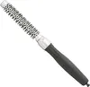A round hairbrush with a silver barrel and black handle, shown against a white background. Voir les images du produit