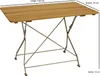 A rectangular wooden table with metal legs, shown from a slightly elevated angle against a white background. Produktbild-Vorschau