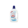 A white bottle of laundry detergent with a blue cap and a label featuring blue and white graphics. Produktbild-Vorschau