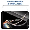 Two screen protectors are shown layered on top of each other, with a tablet screen displaying abstract art underneath. Produktbild-Vorschau