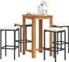 5-tlg. Gartenbar-Set Schwarz Massivholz Akazie und Poly Produktbild-Vorschau 2