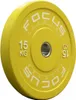 A single yellow weightlifting plate with markings. Produktbild-Vorschau