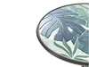 A close-up view of the edge of a round table with a mosaic pattern of green and blue leaves. Náhled obrázku produktu