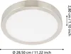 A round LED ceiling light with a brushed metal frame and a white diffuser. Voir les images du produit