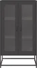 A product shot of a black highboard cabinet with glass doors. Produktbild-Vorschau