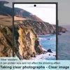 A smartphone displaying a scenic landscape, with text overlays describing product features. Produktbild-Vorschau
