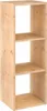 A tall, narrow, three-shelf wooden cube storage unit. Podgląd zdjęcia produktu