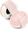 A pair of pink baby earmuffs with a striped headband, shown against a white background. Produktbild-Vorschau
