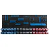 A wall-mounted storage system with multiple compartments and shelves, filled with various tools and supplies. Produktbild-Vorschau