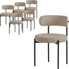 A set of six beige dining chairs with black metal legs are arranged on a white background, with one chair prominently displayed in the foreground. Produktbild-Vorschau