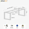 Diagram and feature icons for a metal table base. Produktbild-Vorschau