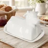 Porcelánová dóza na máslo ve tvaru krávy s víkem, bílá a Náhled obrázku produktu 5