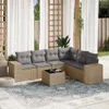 Design 7-tlg. Garten-Sofagarnitur mit Kissen Beige Poly Produktbild-Vorschau 1